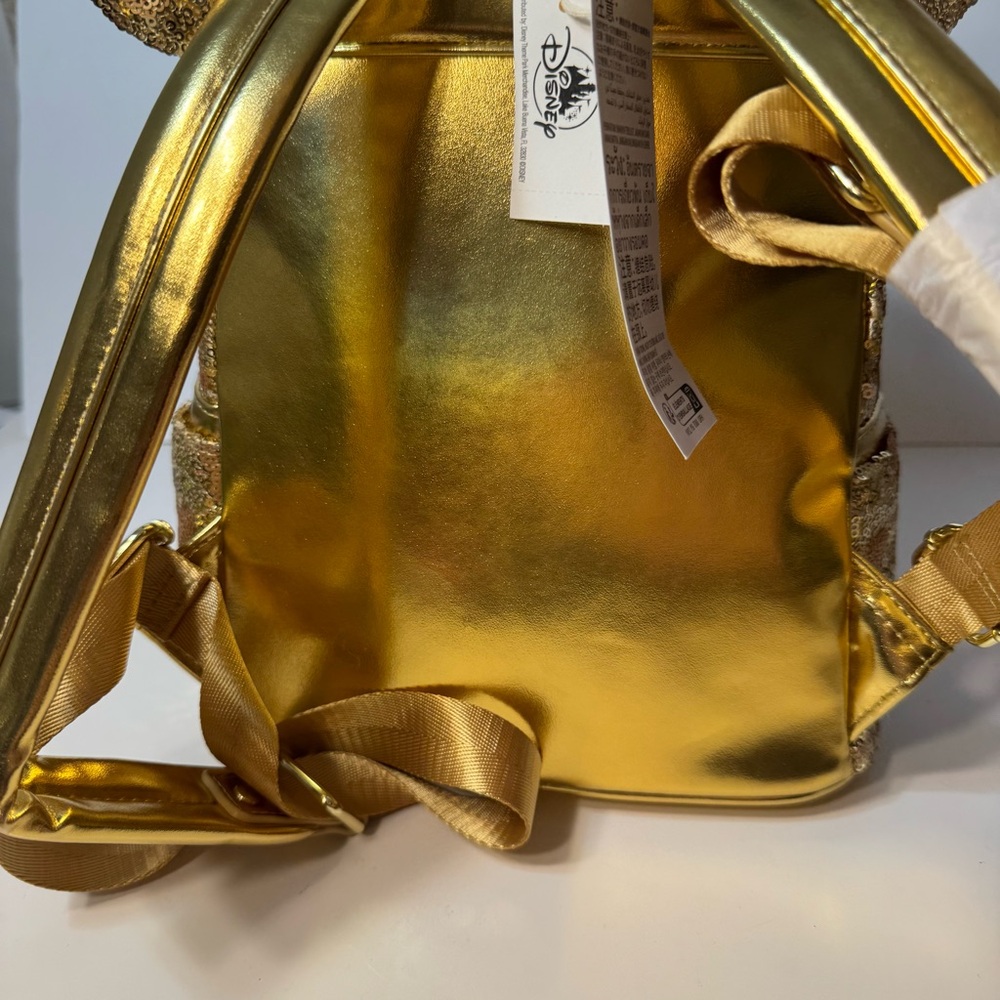 NWT. Disney Loungefly Minnie Mouse Gold Sequin Mini Backpack. - Picture 7 of 13